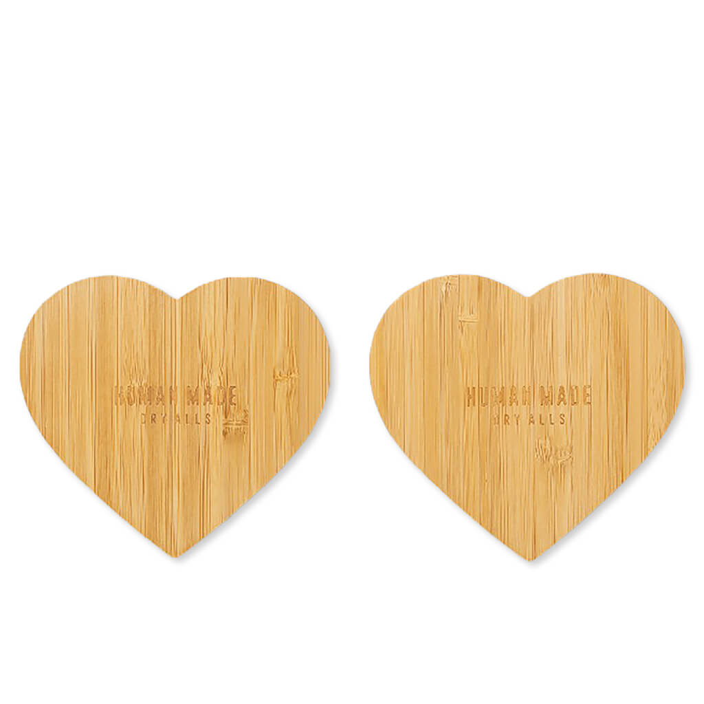 Heart Bamboo Coaster 2 Piece Set - Beige