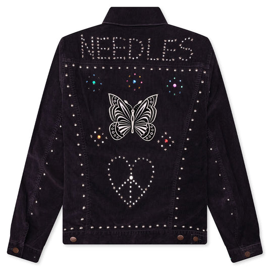 14W Corduroy Studded Jean Jacket - Black