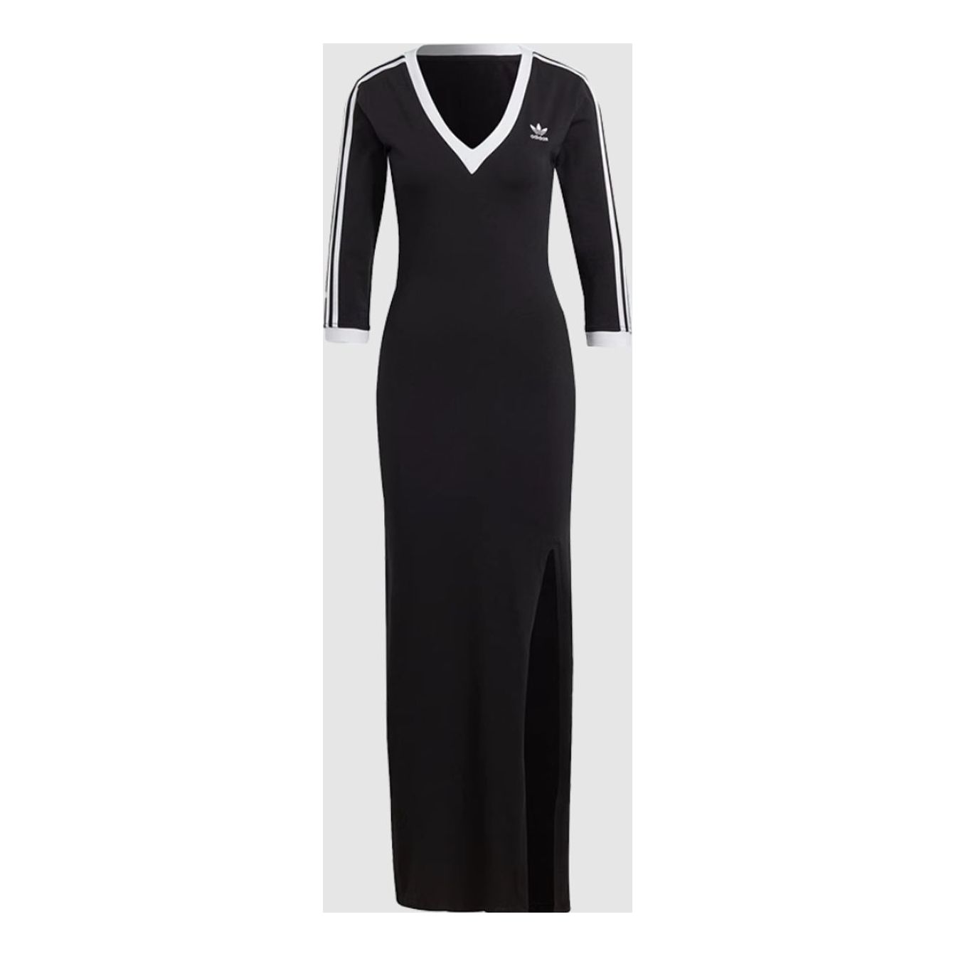 (WMNS) adidas Adicolor Classics 3-Stripes Maxi Dress Asia Sizing 'Black White' IK0439
