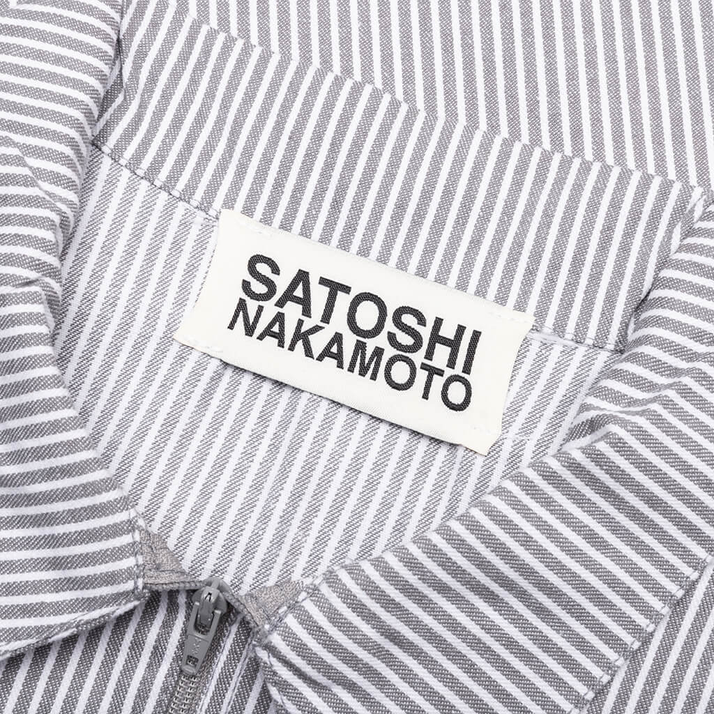 A Lot on My Mind Oversized Workshirt - Grey Stripes