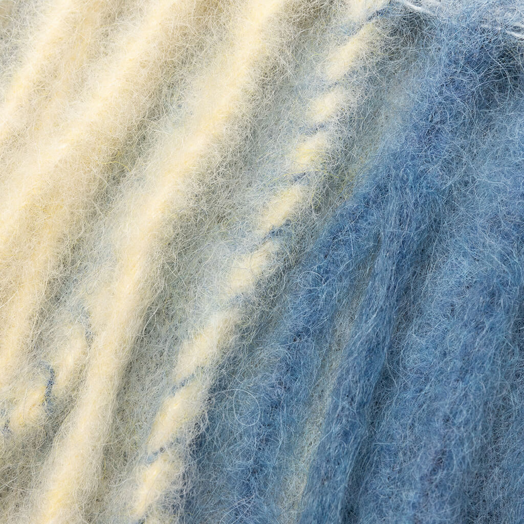Mohair Checked Scarf - Light Blue/White