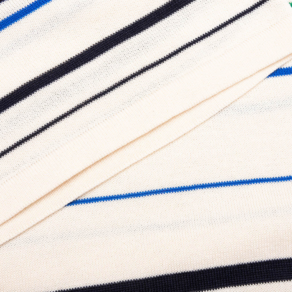 adidas Originals x Wales Bonner Knit Polo - Wonder White/Green/Blue Bird