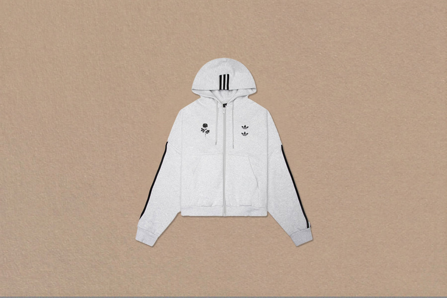adidas Originals x Willy Chavarria Full Zip Logo Hoodie - Light Grey Heather