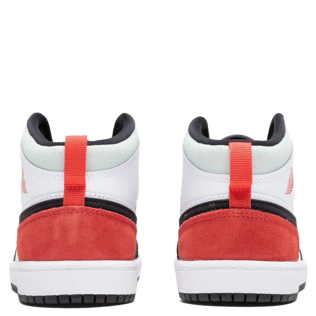 Air Jordan 1 Mid SE (PS) - White/Track Red