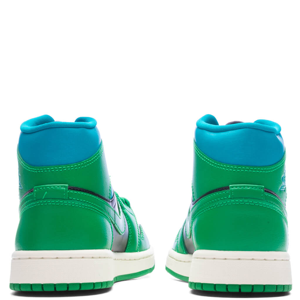 Women's Air Jordan 1 Mid - Black/Lucky Green/Aquatone