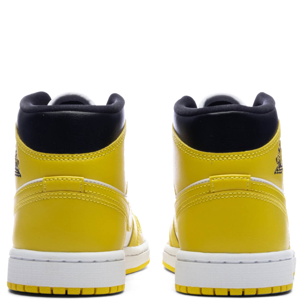 Women's Air Jordan 1 Mid - White/Vivid Sulfur/Black