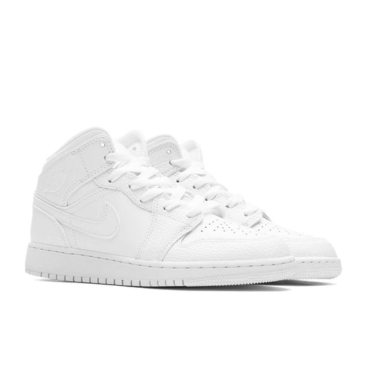 Air Jordan 1 Mid (GS) - White/White