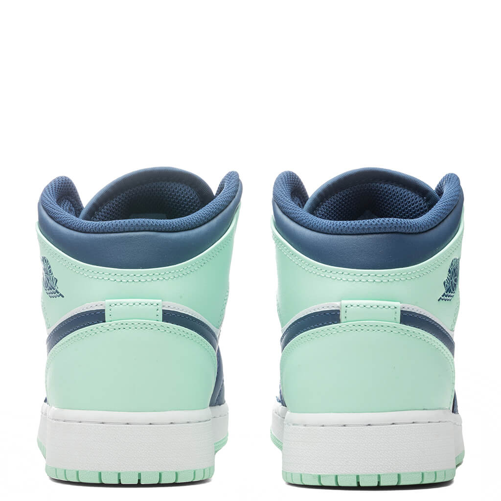 Air Jordan 1 Mid (GS) 'Blue Mint' - Mystic Navy/Mint/White