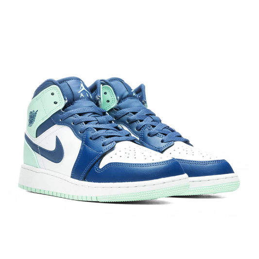 Air Jordan 1 Mid (GS) 'Blue Mint' - Mystic Navy/Mint/White