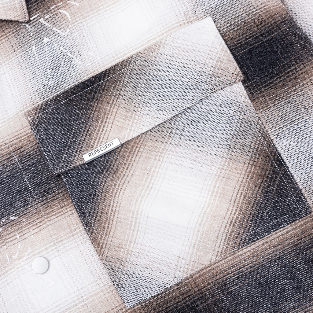 All Over Initial Flannel - Latte