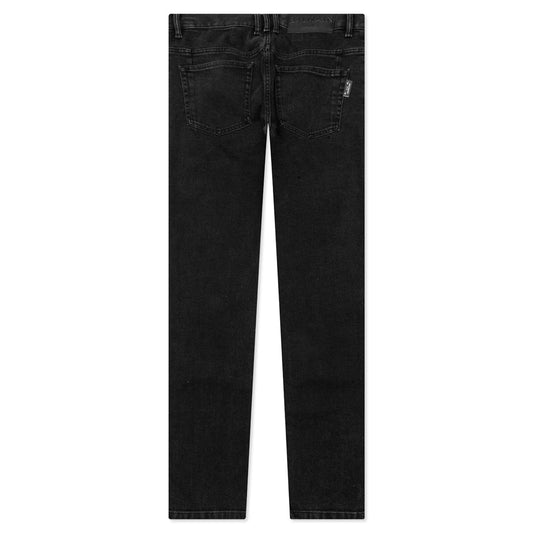 6-Pocket Slim Acid Wash Denim Pants - Noir Delave