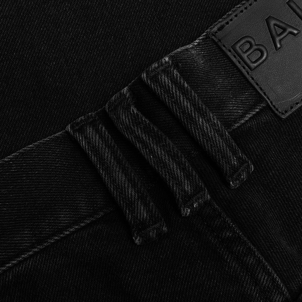 6-Pocket Slim Acid Wash Denim Pants - Noir Delave