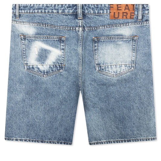 Berry Wide Denim Short - Vintage Med Blue