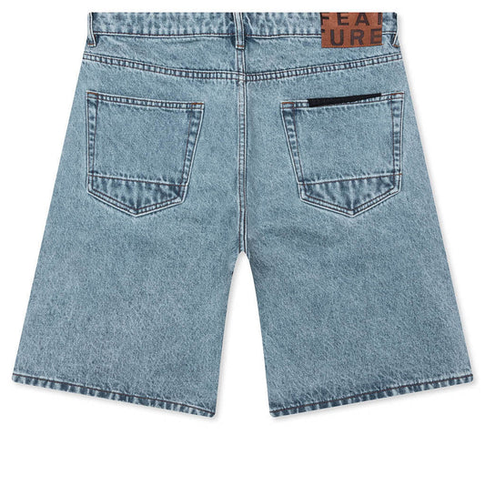 Berry Wide Denim Short - Washed Medium Blue
