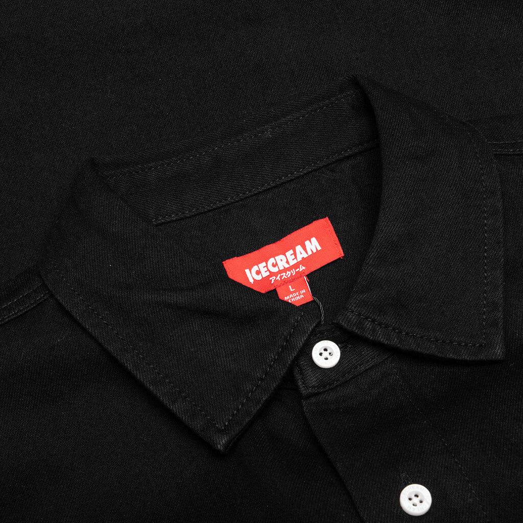 Black Dog S/S Cropped Fit Woven Shirt - Black Caramel