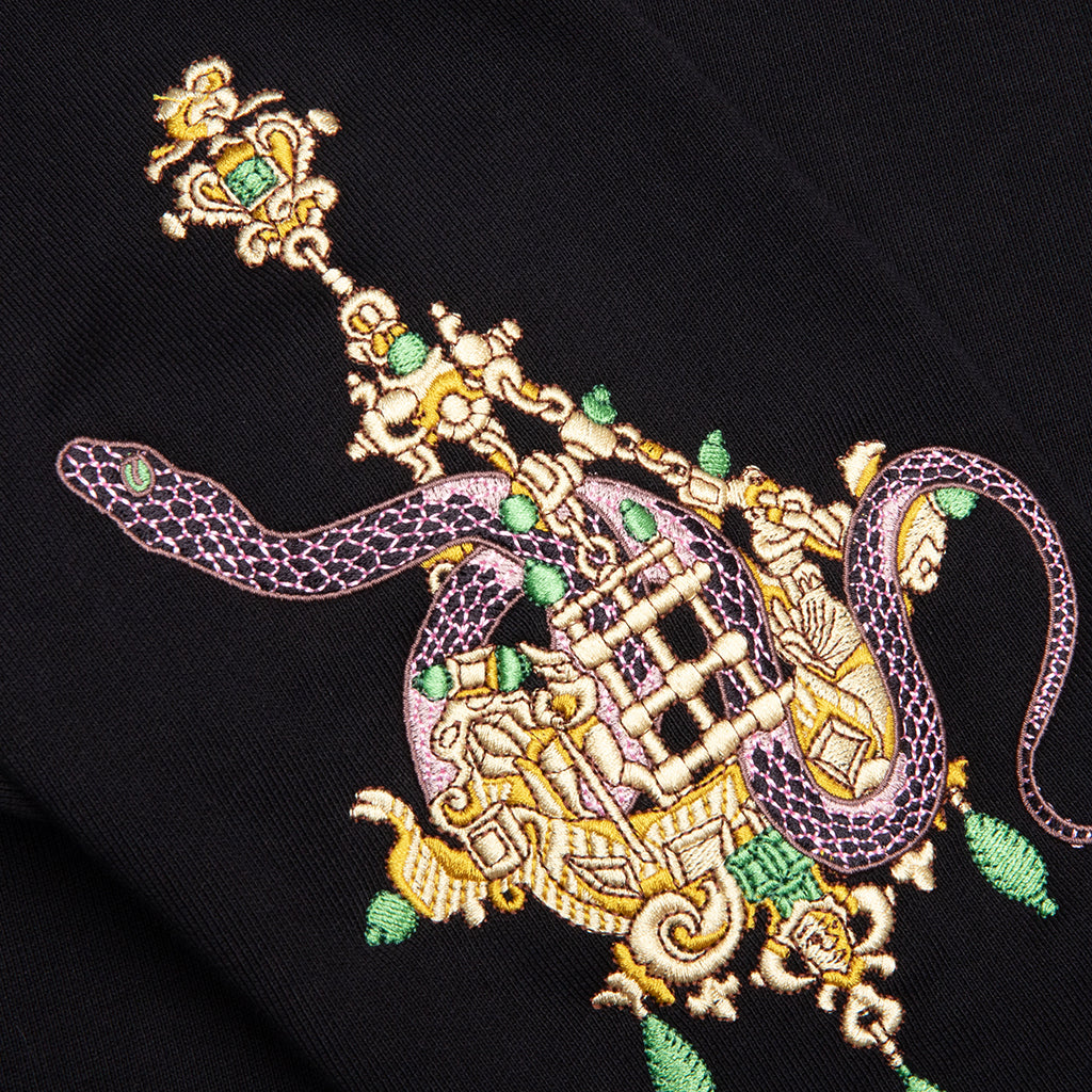 Fleece Sweatshirt with Chandelier and Snake - Black