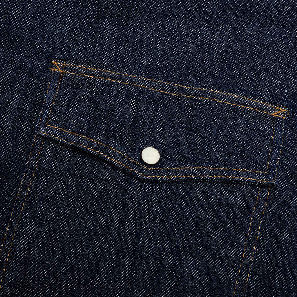 Boxy Western Denim L/S Shirt - Dark Denim