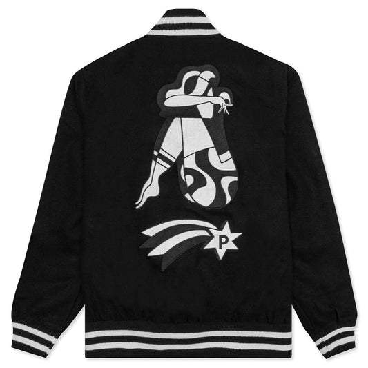 Cloudy Star Varsity Jacket - Black