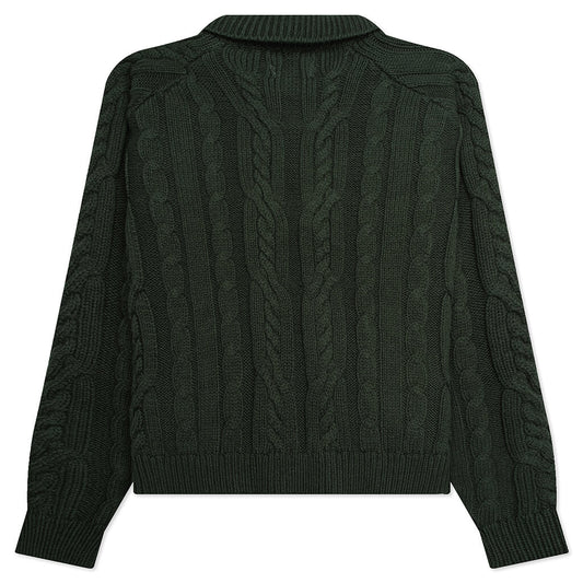 Cable Zip Henley - Green