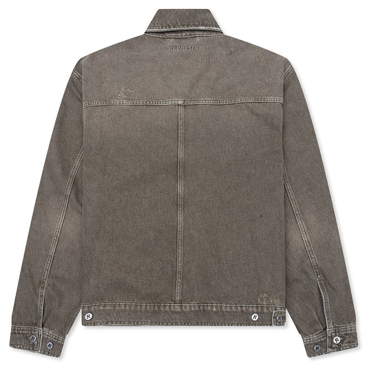 Collared Denim Jacket - Washed Olive