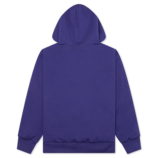 College Puffy Relaxed Fit Pullover Hoodie - Blue