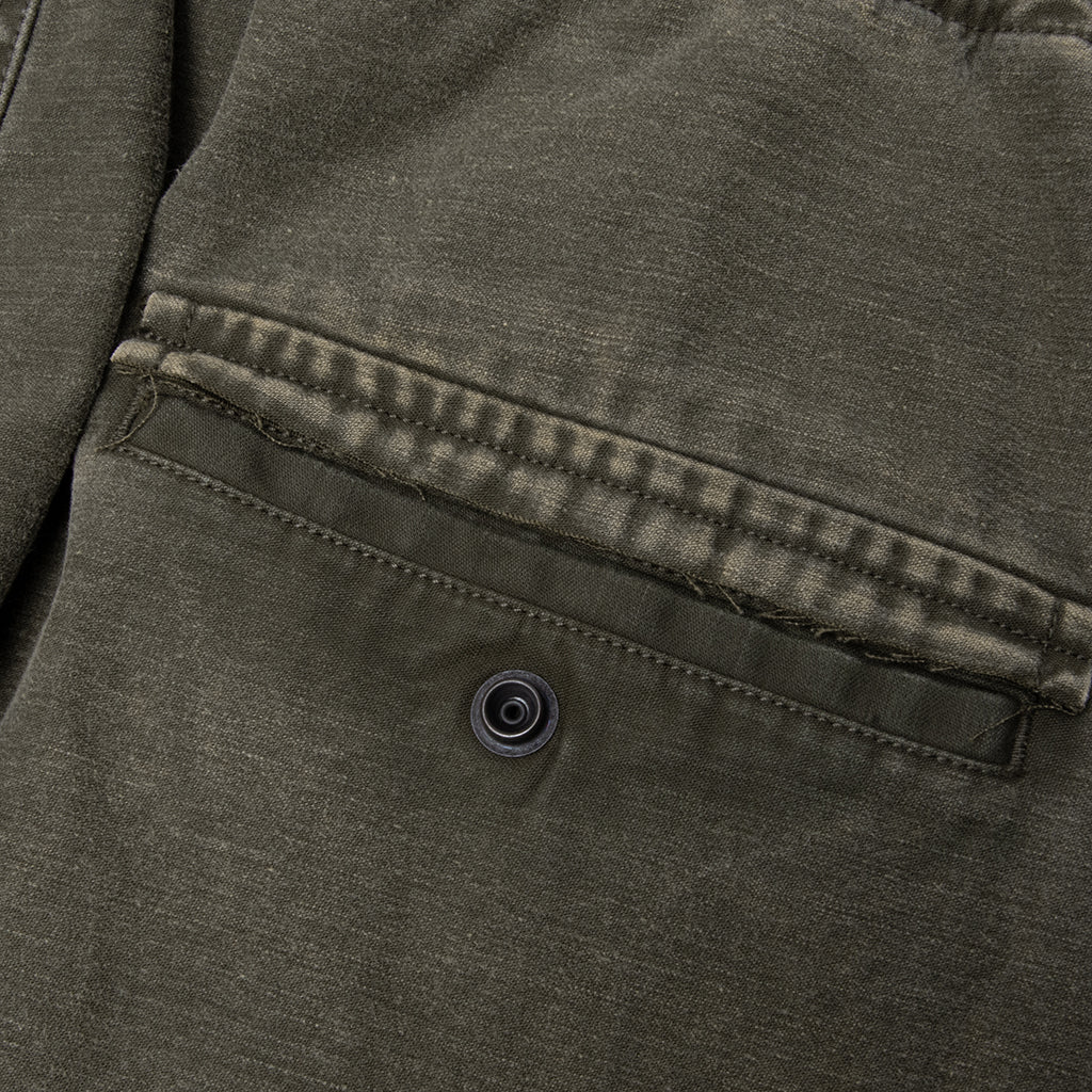 Cotton Satin Cargo Trousers - Dark Green
