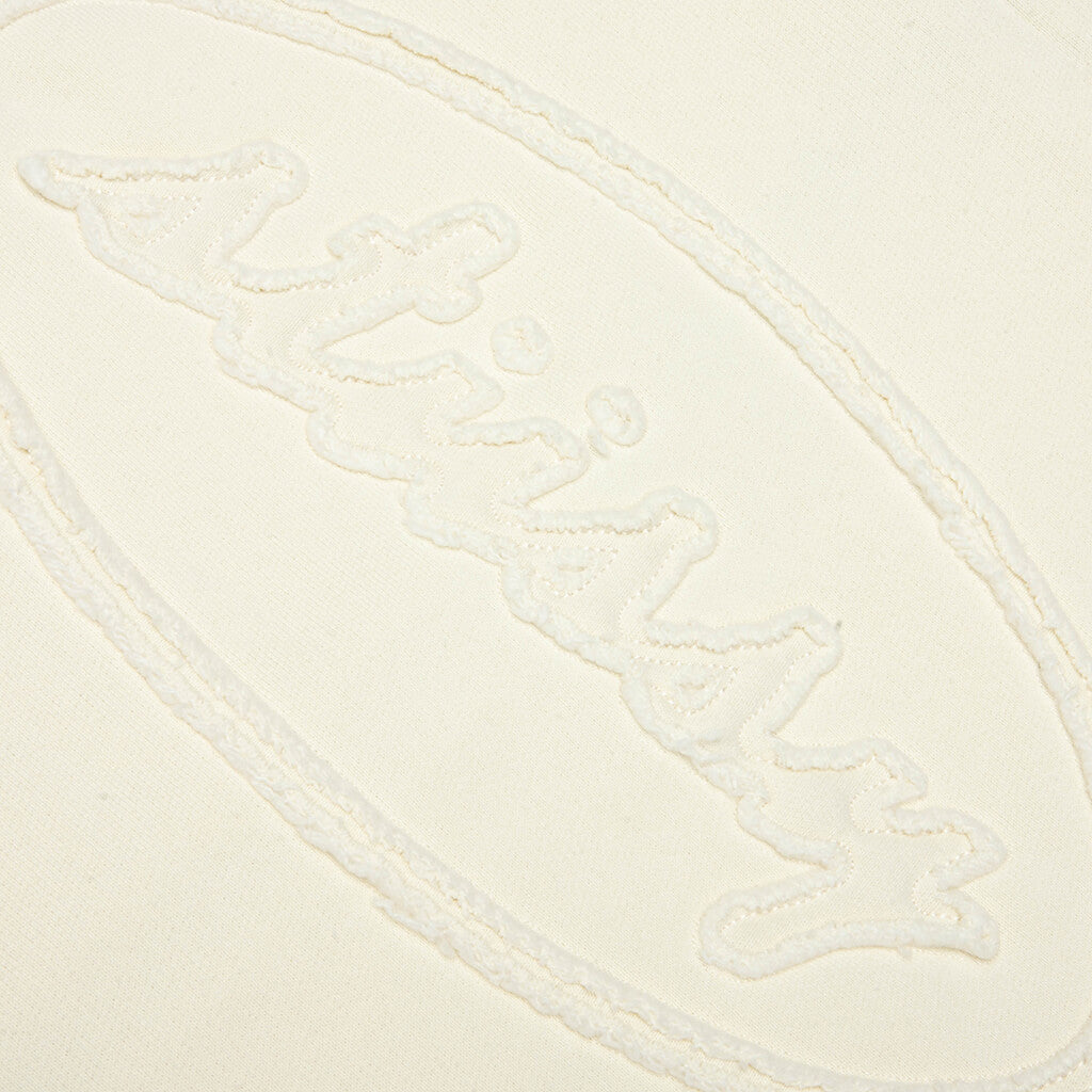 Cursive Applique Zip Hood - Natural