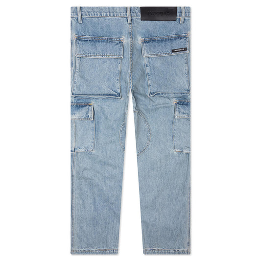 Denim Logo Cargo Pants - Light Wash