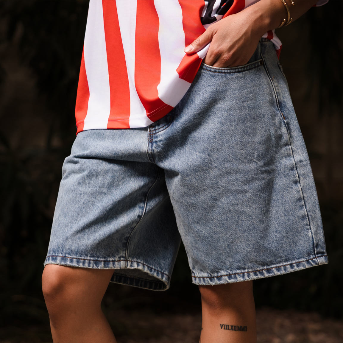 Berry Wide Denim Short - Washed Medium Blue
