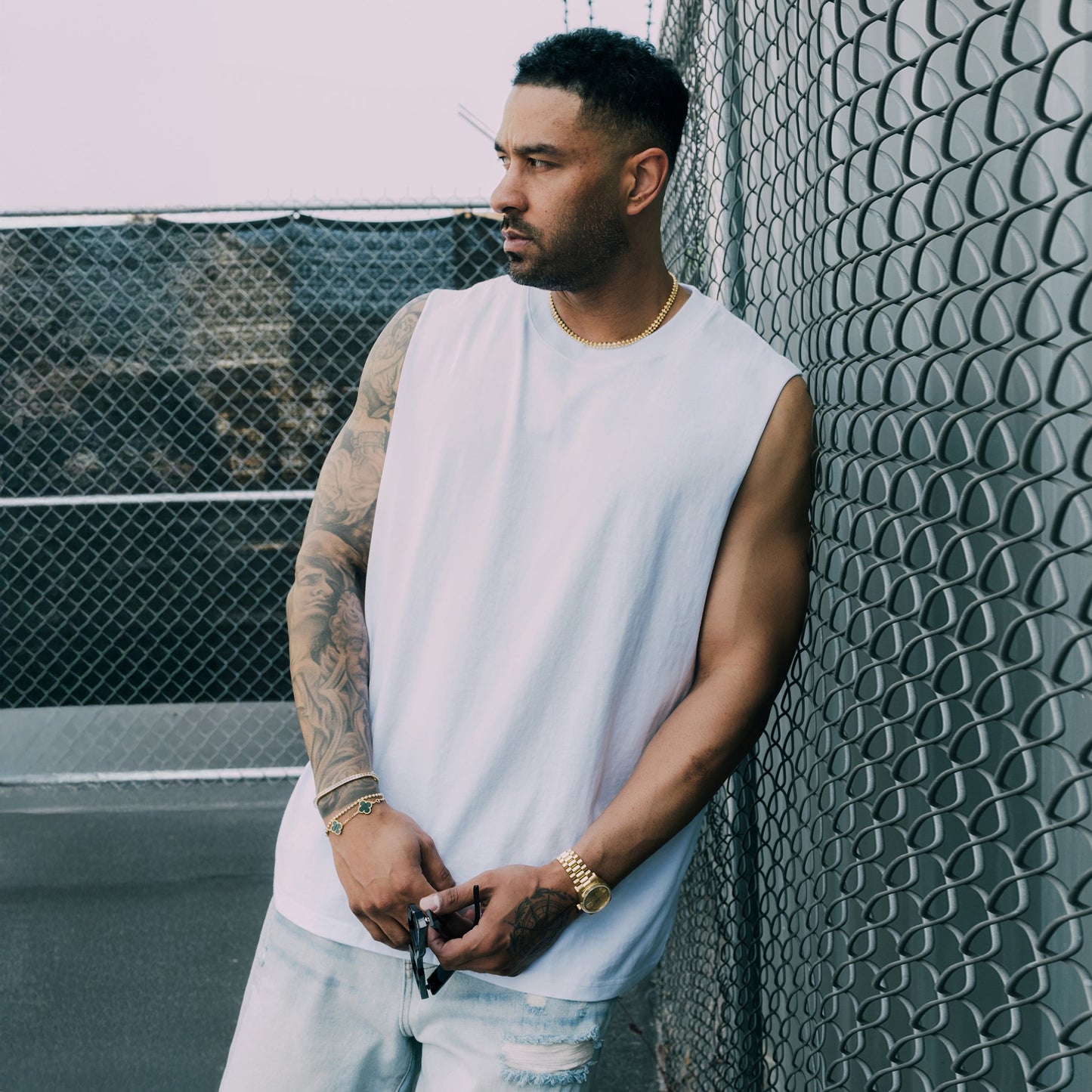 Dean Sleeveless Tee - White