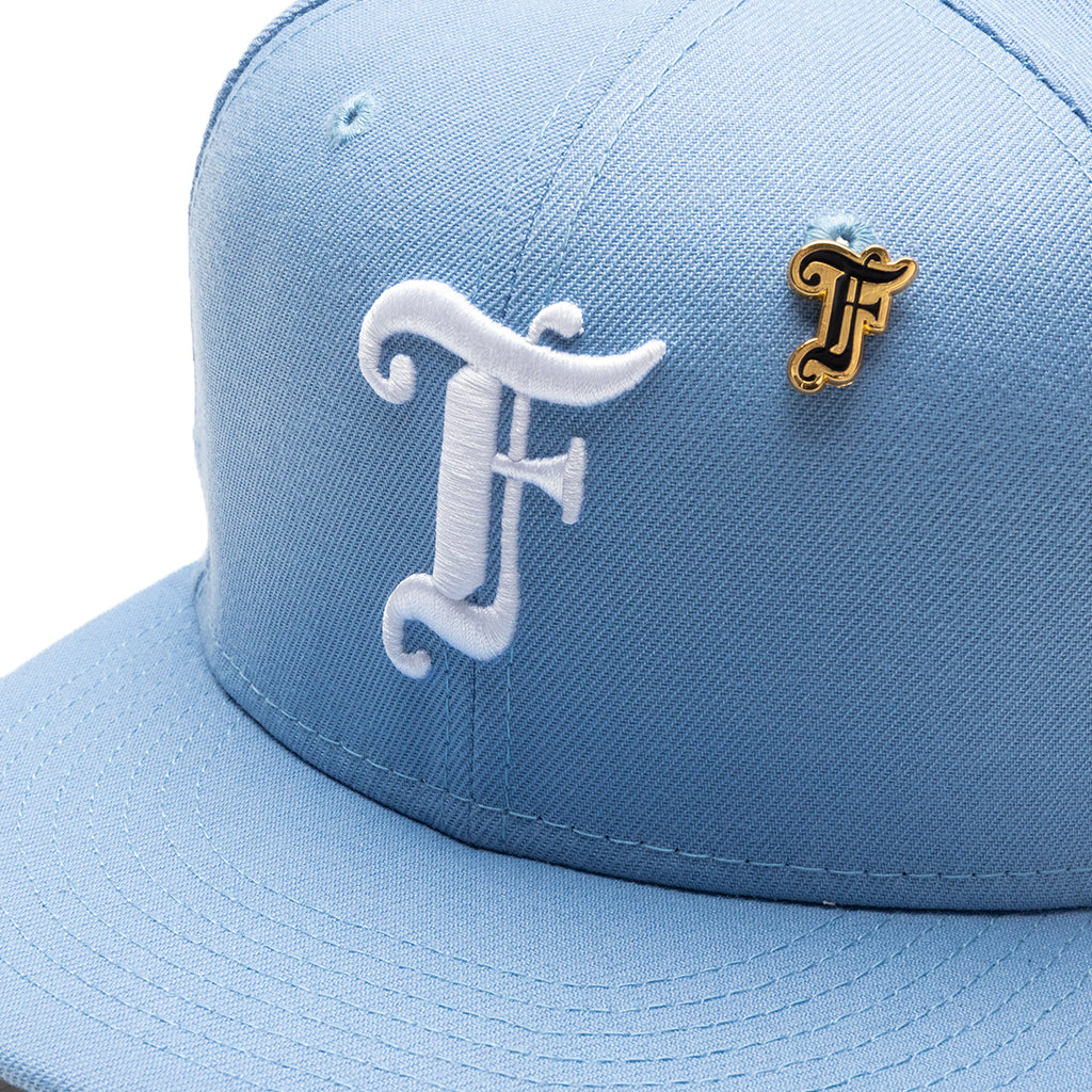 Feature x New Era Old English F Snapback Hat w/ Pin - Birdseye Blue