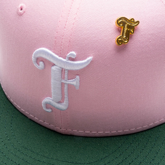 Feature x New Era Old English F Snapback Hat w/ Pin - Pink/Cilantro