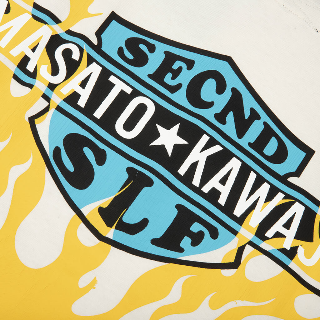 SeCND SLF x Masato Kawajo Firestorm Vintage L/S - Vintage White/Yellow