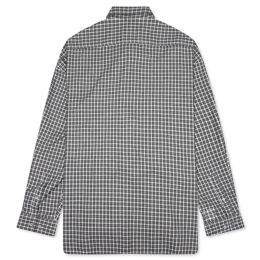 Flannel Button-Up Shirt - Black/White