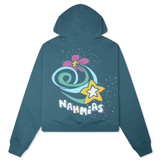 Flower Trip Crystal Hoodie - Steel Blue