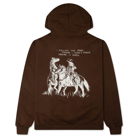 Follow The Road Pullover Hoodie - Dark Brown