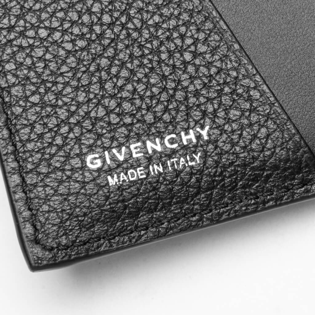 Grained Leather Card Holder 6cc - Black