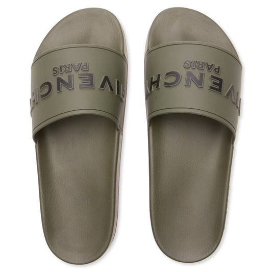 Slide Flat Sandals - Khaki
