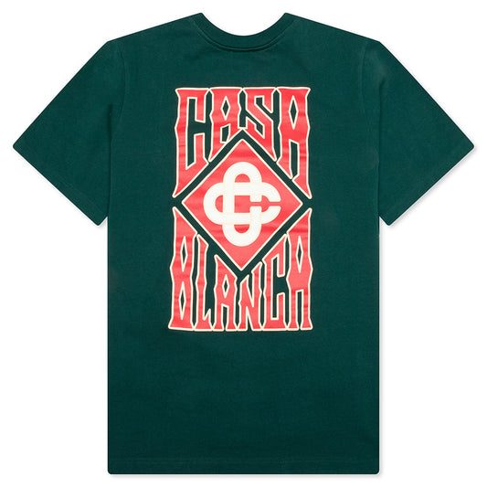 Gothic Stacked Logo Screen Printed T-Shirt - Green