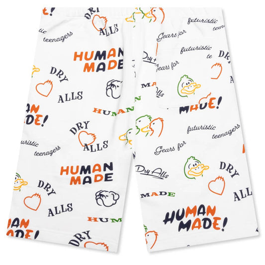 Printed Sweat Shorts - White