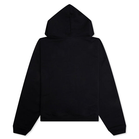 Initial Boxy Oversized Zip Through Hoodie - Black