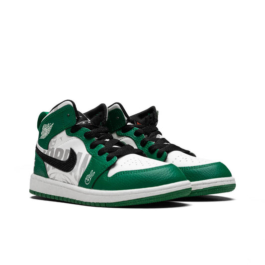 Jordan 1 Mid SE (PS) - Pine Green/Sail/Black/Team Orange