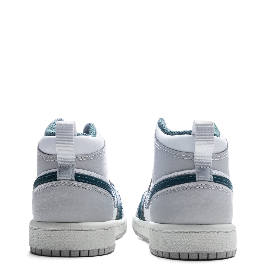 Jordan 1 Mid SE (PS) - White/Oxidized Green/Sail/Neutral Grey