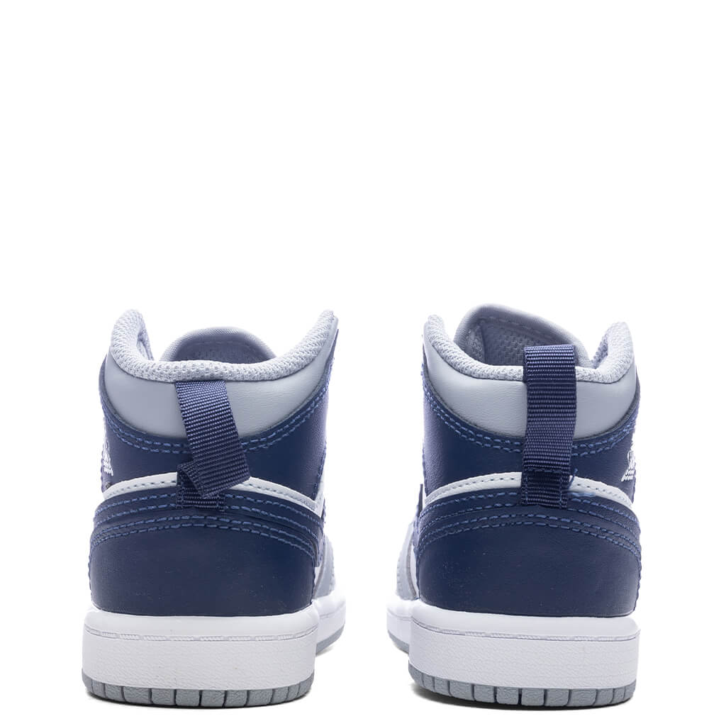 Jordan 1 Mid (PS) - White/Midnight Navy/Wolf Grey