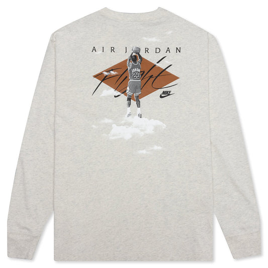 Flight Essentials '85 L/S T-Shirt - Oatmeal Heather/White