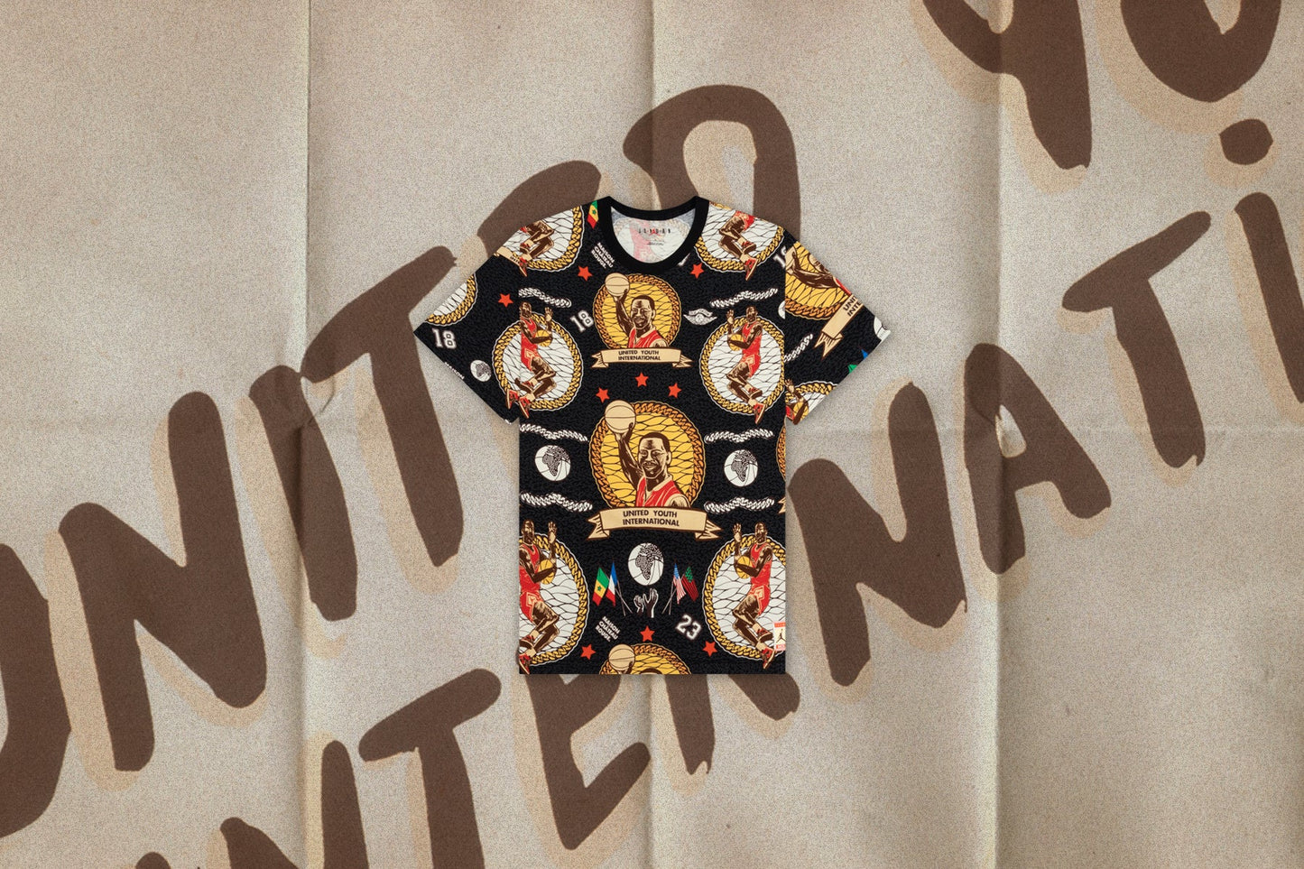 Jordan x Maison Chateau Rouge S/S AOP Tee - Black/Sail/Orange