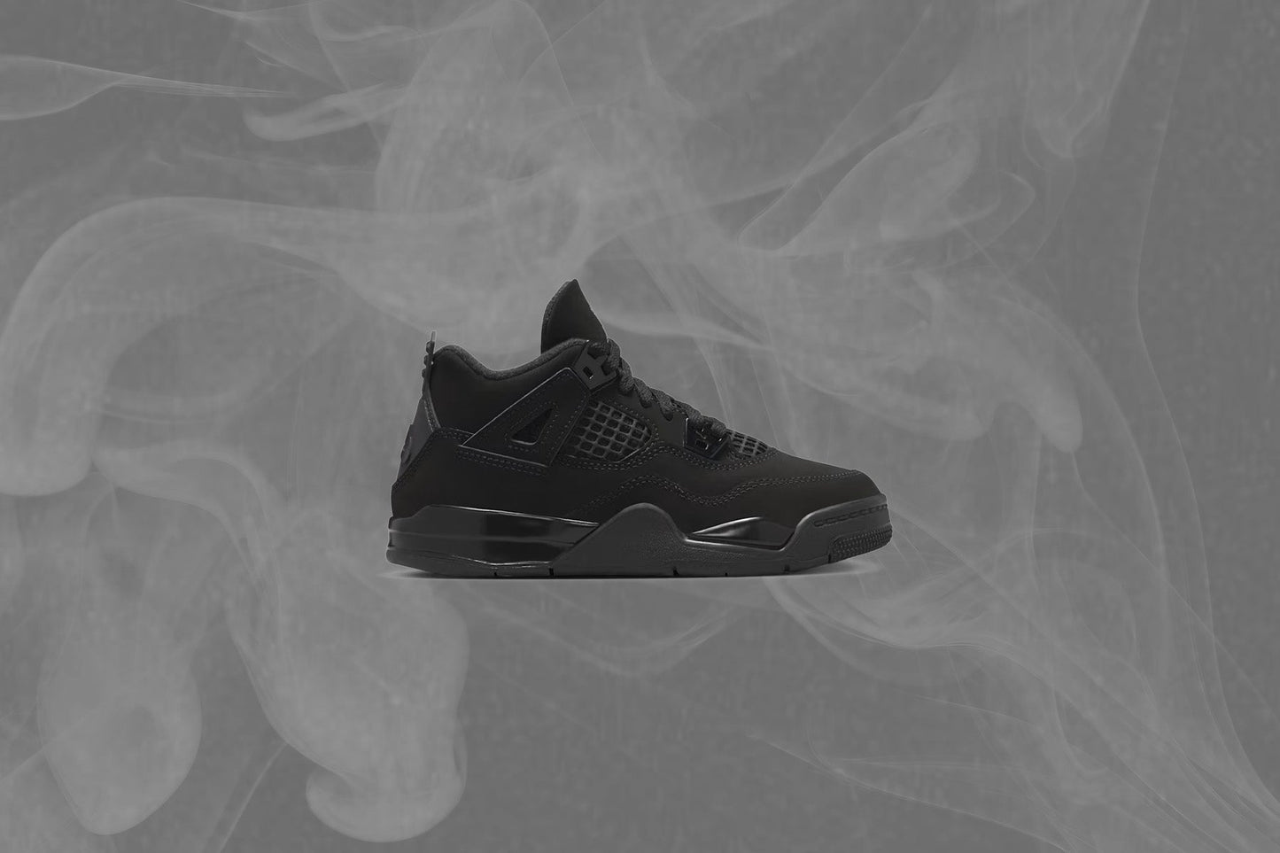 Air Jordan 4 Retro 'Black Cat' (PS) - Black/Light Graphite
