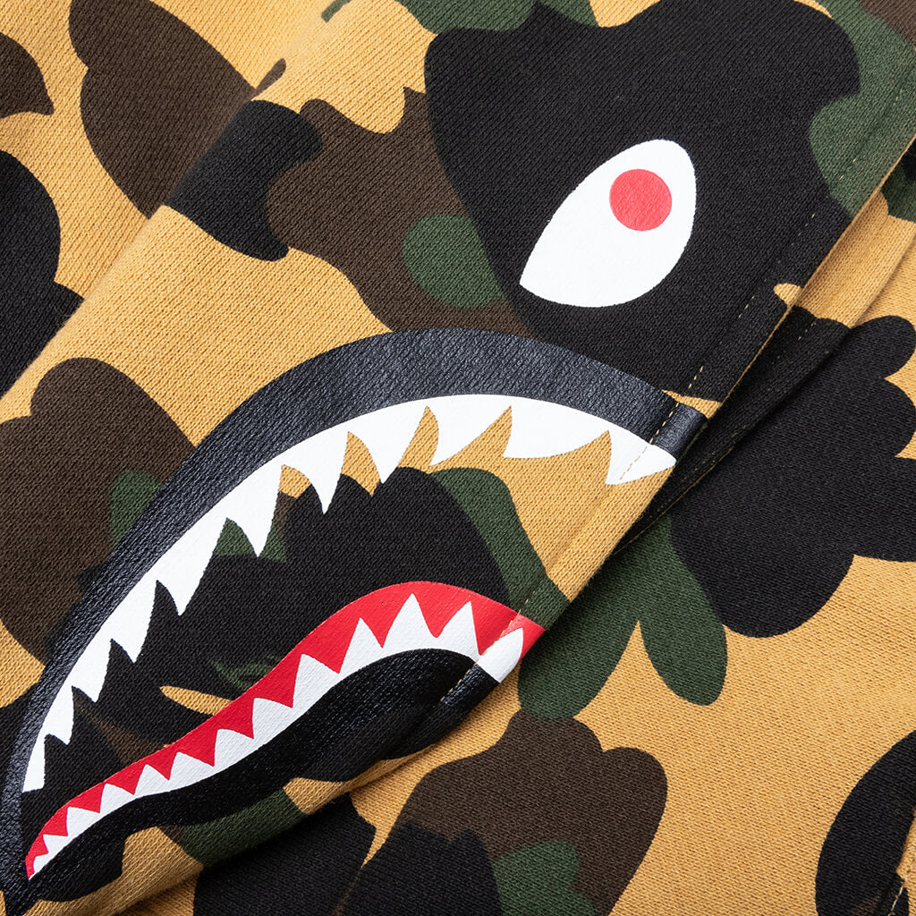 Kid's 1ST Camo Patch Print Shark Zip Hoodie - Yellow