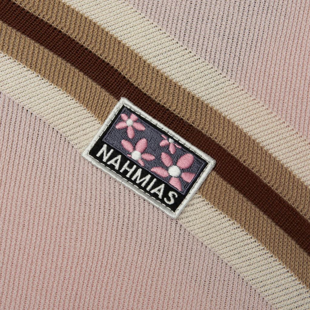 Knit Striped Polo - Soft Pink Stripe