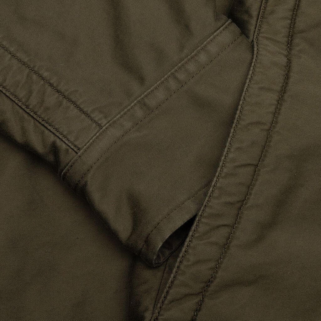 Padded Cotton Satin Shirt - Military Green